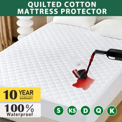 $25.65 • Buy Quilted Cotton Waterproof Mattress Protector Bed Matress Cover Double Queen King