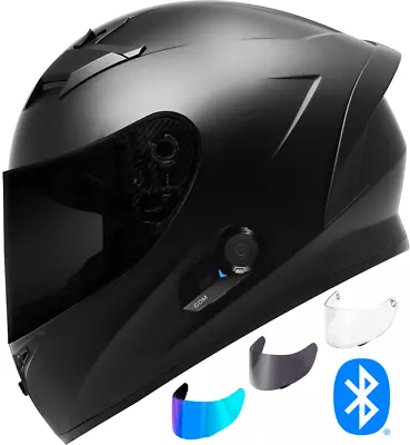 Full Face GDM Motorcycle Helmet + Bluetooth Headset + 3 Shields • $169.95