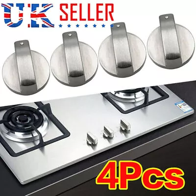 4 Pcs Universal Gas Stove Knobs Cooker Oven Hob Control Knobs Switch 6mm Silver • £4.50