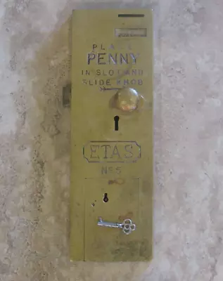Antique ETAS No 5 Brass Penny Toilet Door Lock Vacant Engaged Door Latch Bolt • $524