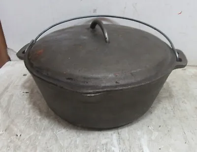 Vintage Cast Iron Camp Pot With Handle Lid Dutch Oven NO. 8 MADE IN USA 10 5/8 ! • $80