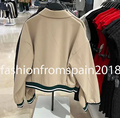 Zara New Woman Jacket With Contrast Taping Camel Xs-xxl 4391/727 • $133.21