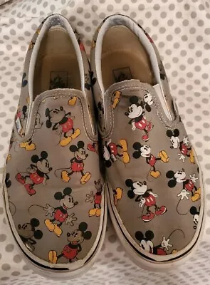 Sz 9.5-Vans Off The Wall  Disney Mickey Mouse Frost Grey Classic Slip-On Shoes • $4