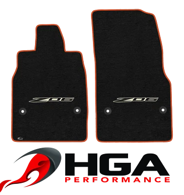 $176.99 • Buy 2023 C8 Corvette Lloyd Floor Mats Black On Silver Z06 Logo & Orange Binding