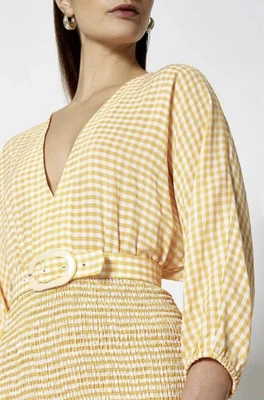 $279 • Buy Scanlan Theodore Gingham Shirred Dress Sunflower Yellow Size 6 