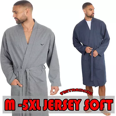 Mens Dressing Gown Jersey Lightweight Summer Robe Wrap Holiday M L XL 2XL 3XL5XL • £15.75