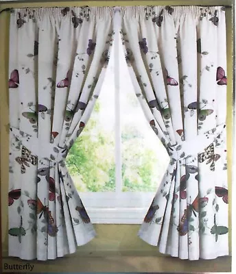 Lined Curtains Butterfly Design By Rapport 66  X 72  Drop • £22