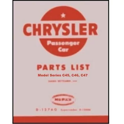 Illustrated MoPar Parts Manual For 1949 Chrysler • $100.88