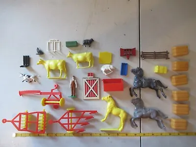 MARX? And Others 20+ Farm Miniatures Animals Horses Plows More • $21.32