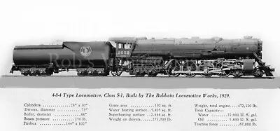 Great Northern Steam Locomotive 2552 Builder Drawing Photo Spec Sheet 4-8-4      • $9.99