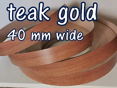 40 Mm Wide  Melamine Pre Glued Iron On Edging Tape/Edge Teak Gold • £1.10