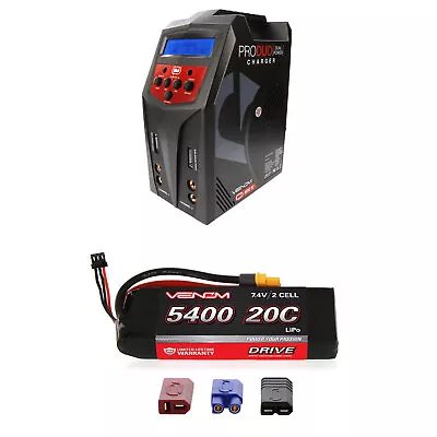 Venom 20C 2S 5400mAh 7.4V LiPo Battery And Pro Duo Charger Combo • $165.98