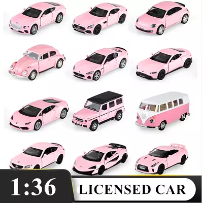 Pink 1:36 Licensed Sport Beetle Model Diecast Vehicle Pull Back Car Girls Toys • $21.95