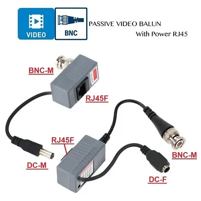 1pair 2pcs CCTV Coax BNC Video Power Balun Transceiver To CAT5e 6 RJ45 Connector • $3.28