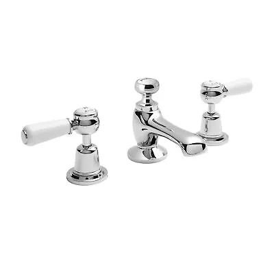 Hudson Reed Topaz Lever 3-Hole Basin Mixer Tap Deck Mounted With Pop-Up Waste • £159.95