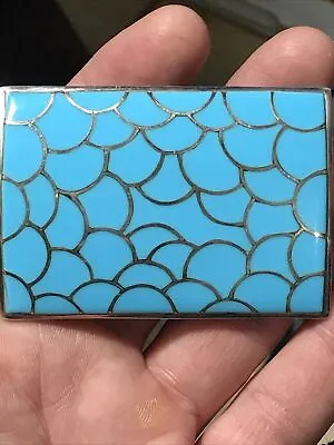 Vintage Old Sterling Silver Turquoise Belt Buckle Marked Sterling EXCELLENT • $61