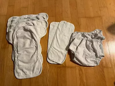 Motherease One Size Nappies - 4 Nappies 2 Airflow Covers  2 Boosters • £22