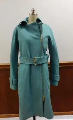 $378 JCREW Belted Zip Trench Coat In Wool Melton 2 Heather Turquoise Sample • $179