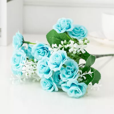 15 Heads Silk Rose Artificial Flowers Fake Bouquet Wedding Home Party Decor UK • £3.58