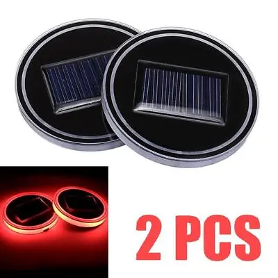 Car Accessories LED Solar Cup Pad Parts Car Light Cover Decor Lamp Red Universal • $13.29
