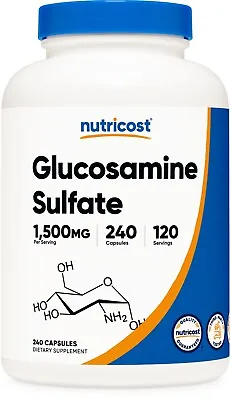 Nutricost Glucosamine Sulfate 750mg 240 Capsules (1500mg Per Serving) • $21.95