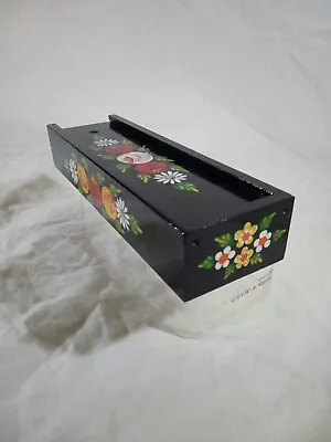 £6.50 • Buy Black Roses And Castles Hand Painted Wooden Pen Case With Lid Barge Ware #02