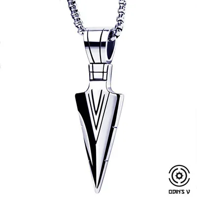 £4.99 • Buy Chain Necklace Silver Viking Mens Stainless Steel Cuban Locket Pendant Arrow New