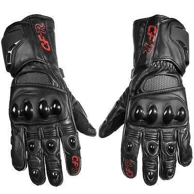 Hard Knuckle Full Length Gauntlet-Style Leather Motorcycle Gloves • $64