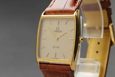 [EXC+5] Vintage Omega Deville Cal. 1377 Gold Dial Square Quartz Unisex Watch JP • $552.94