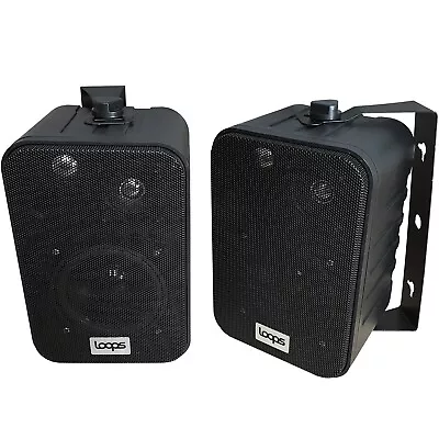 Pair 4  2 Way Stereo Speakers 70W 8 Ohm Black Wall Mounted Background Music HiFi • £39.99