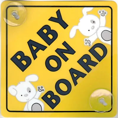 Baby On Board Child Safety Cute Car Sign With 2 Suction Cup Uk • £3.99