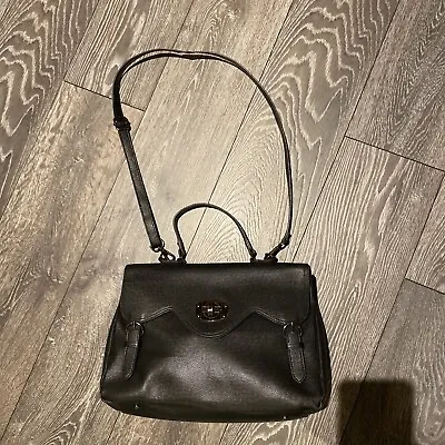 L. Credi Leather Bag 35x23x10cm Real Saffiano Leather Black DesignerSatchel • £29.99