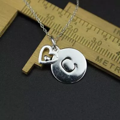 Vintage Estate 925 Sterling Silver Initial C Pendant Signed LA 18in Heart • $35