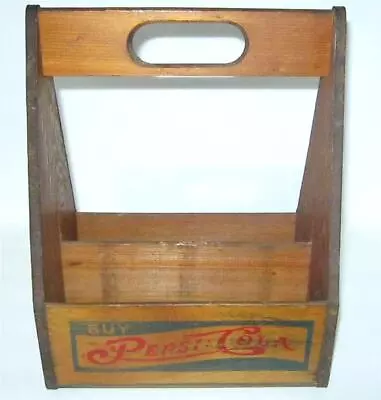 Vintage Pepsi Wooden 6 Bottle Carrier Holder Pepsi : Cola Double Dot Wood Crate • $56.95