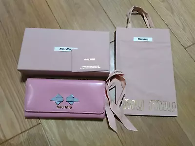 Miumiu Long Wallet Pink Ribbon Shipping From Japan • $88