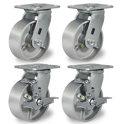 5 X 2  Heavy Duty Casters Semi Steel Cast Iron Wheels Capacity Up To 1000-4000LB • $32.99