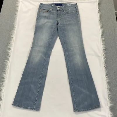 Martin + Osa Jeans Womens 26 Blue Denim Light Wash Bootcut Low Rise Distressed • $13.29