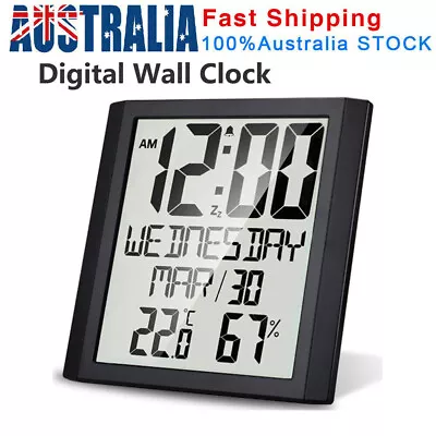 Digital Wall Clock With Temperature & Humidity 8.6'' Large Display Hygrometer AU • $33.29