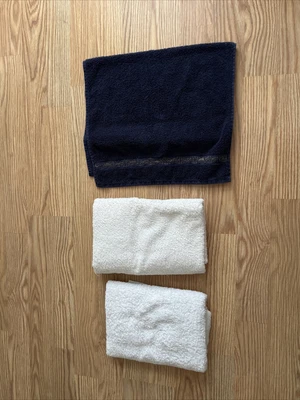£7.99 • Buy Bath Towels Set X3 Large M&S Zara White Blue Christmas Egyptian Cotton