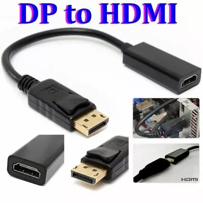 4K Display Port DP To HDMI Female Cable Adapter Converter Display Port For HDTV • £4.59