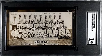 1913 T200 Fatima Cigarettes WASHINGTON AMERICANS SGC 1 WALTER JOHNSON GANDIL • $549.95