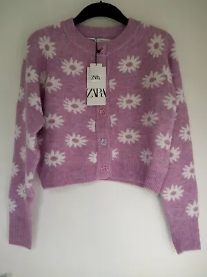 Zara Lilac & White Floral Print Cardigan Size S BNWT • £14.99