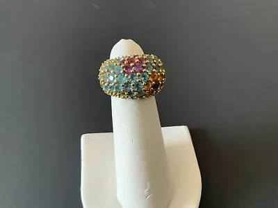 Pasquale Bruni Multicolor Gems 18k YELLOW Gold Large Dome Floral Ring Sz 5 3/4 • $2900