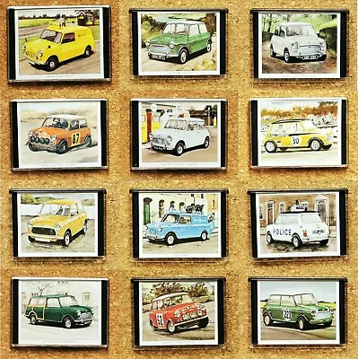 Fridge Magnet (FB6) Mini Car Cooper Moke Racing Rallying Cards - Various Models • $4.91