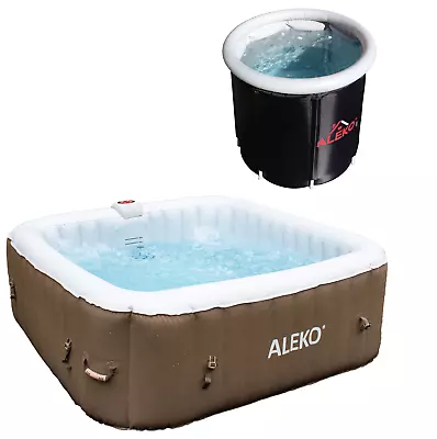 ALEKO Square Inflatable 6 Prs Hot Tub Spa And Round 1 Prs Cold Ice Plunge Tub • $447.20