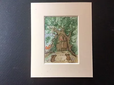 Aceo Original Watercolour Painting By Toni Fairy Tree Cottage Rabbits • £7.30