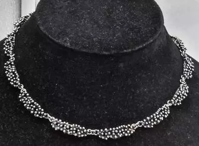 Modernist Sterling Silver Cast Multi Link Curved Heavy Unisex Necklace 17.75  • $99
