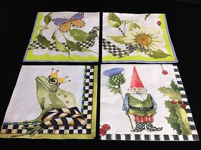 MacKenzie Childs Sunflower Frog Gnome Paper Napkins For Decoupage • $10