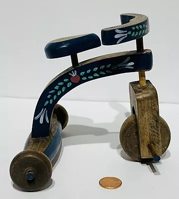 Unique Wooden 5.25” Handmade Handpainted Toy Tricycle. Wheels And Handle Work. • $16.99