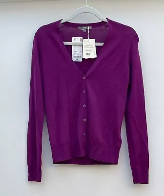 Nwt Uniqlo Extra Fine Merino Wool V Neck Women's Cardigan Plum Purple Magenta Xs • £12